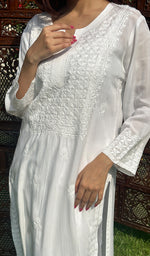Load image into Gallery viewer, Women's Lakhnavi Handcrafted Cotton Chikankari Kurti - HONC0124571