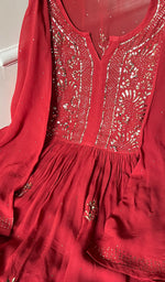 Load image into Gallery viewer, Red Lakhnavi Chikankari Suits