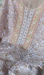 Load image into Gallery viewer, Women's Lakhnavi Handcrafted Pure Organza Chikankari Semi - Stitched Kurta And Dupatta Set- HONC0240389