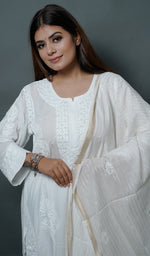 Load image into Gallery viewer, لکھنوی ہینڈ کرافٹ ماڈل کاٹن چکنکاری کرتہ اور پالازو سیٹ - HONC087255