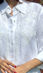 将图像加载到图库查看器中, Nadia Women's Lakhnavi Handcrafted Linen Cotton Chikankari Top - HONC0239637