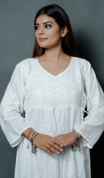 Load image into Gallery viewer, Women's Lucknowi Handcrafted Modal Cotton Chikankari Angrakha - HONC0137211