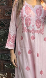 将图像加载到图库查看器中, Women's Lucknowi Handcrafted Modal Cotton Chikankari Kurti - HONC0232113