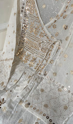 Load image into Gallery viewer, Women's Lakhnavi Handcrafted Chanderi Silk Semi - Stitched Kurta And Dupatta Set - HONC0237158