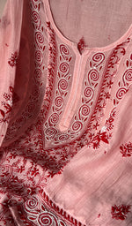 Load image into Gallery viewer, Aaliyah Women's Lakhnavi Handcrafted Mul Chanderi Semi - Stitched Kurta And Dupatta Set - HONC0241754