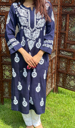 将图像加载到图库查看器中, Tara Women's Lucknowi Handcrafted Cotton Chikankari Kurti - HONC0234317