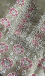 将图像加载到图库查看器中, Women's Lakhnavi Handcrafted Pure Organza Chikankari Unstitched Kurta And Dupatta Set- HONC0249214