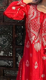 将图像加载到图库查看器中, Nafasat Women's Lucknowi Handcrafted Mul Chanderi Chikankari Kurti - HONC07989505