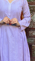 Load image into Gallery viewer, Purple Cotton Chikankari Anarkali Dress