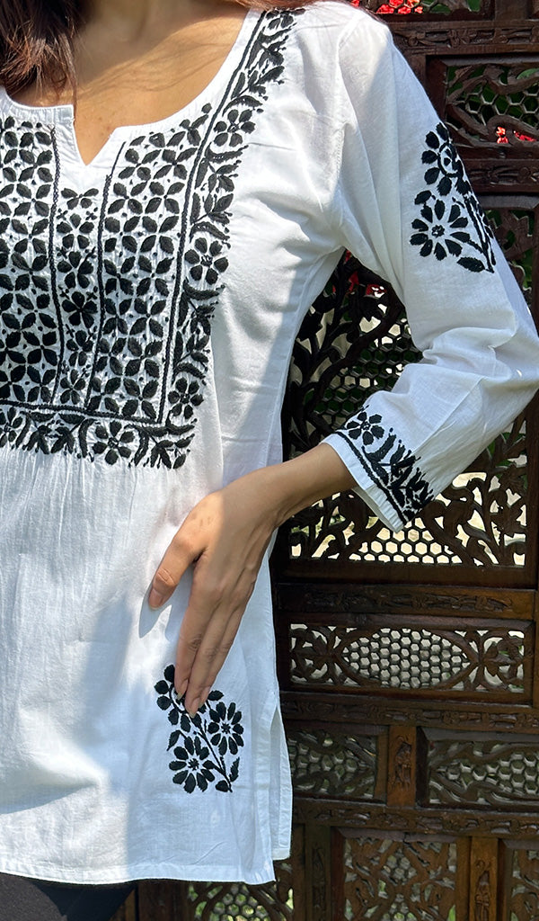 Women's Lakhnavi Handcrafted Cotton Chikankari Top - HONC0347239 main image 1