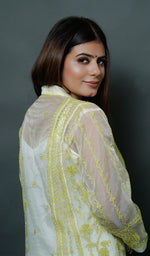 将图像加载到图库查看器中, Gul Women's Lakhnavi Handcrafted Organza Chikankari Anarkali Dress- HONC040028