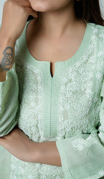 Load image into Gallery viewer, Naira Women's Lucknowi Handcrafted Cotton Chikankari Kurti - HONC0164271