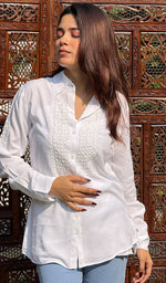Load image into Gallery viewer, Women's Lakhnavi Handcrafted Modal Cotton Chikankari Top - HONC0248923