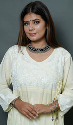 Load image into Gallery viewer, Neha Women's Lucknowi Handcrafted Modal Cotton Chikankari Angrakha Dress - HONC0102858