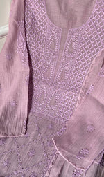 Load image into Gallery viewer, Women's Lakhnavi Handcrafted Mul Chanderi Chikankari Semi - Stitched Kurti Fabric - HONC0243903