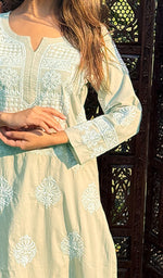 Load image into Gallery viewer, Women's Lucknowi Handcrafted Cotton Chikankari Kurti - HONC01612780