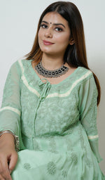 Load image into Gallery viewer, Aidah Women's Lucknowi Handcrafted Faux-Georgette Chikankari Anarkali Dress - NC058048