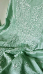 Load image into Gallery viewer, Amisha Women's Lucknowi Handcrafted Chanderi Silk Chikankari Full Suit Material - HONC0253709