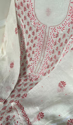 将图像加载到图库查看器中, Saziya Women's Lakhnavi Handcrafted Mul Chanderi Semi - Stitched Kurta And Dupatta Set - HONC0243861