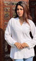 Load image into Gallery viewer, Women's Lakhnavi Handcrafted Modal Cotton Chikankari Top - HONC0248882