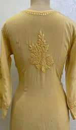 Load image into Gallery viewer, Aaliya Women's Lucknowi Handcrafted Crepe Chikankari Kurti  - HONC0168770