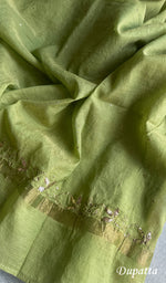 Load image into Gallery viewer, Women's Lakhnavi Handcrafted Chanderi Silk Chikankari Kurta Dupatta Set - HONC0166864