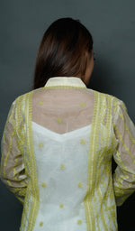 将图像加载到图库查看器中, Gul Women's Lakhnavi Handcrafted Organza Chikankari Anarkali Dress- HONC040028