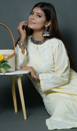 将图像加载到图库查看器中, Women's Lucknowi Handcrafted Mul Cotton Chikankari Kurti - HONC0107661