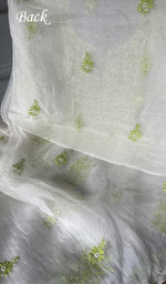 Load image into Gallery viewer, Women's Lakhnavi Handcrafted Pure Organza Chikankari Unstitched Kurta And Dupatta Set- HONC0310181