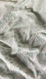 将图像加载到图库查看器中, Saziya Women's Lakhnavi Handcrafted Mul Chanderi Semi - Stitched Kurta And Dupatta Set - HONC0237923