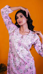 Load image into Gallery viewer, Ruskshi Women's Lakhnavi Handcrafted Cotton Chikankari Kurta And Palazzo Set - HONC0191169