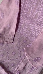 Load image into Gallery viewer, Women's Lakhnavi Handcrafted Mul Chanderi Chikankari Semi - Stitched Kurti Fabric - HONC0243903