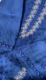 Load image into Gallery viewer, Saziya Women's Lakhnavi Handcrafted Mul Chanderi Semi - Stitched Kurta And Dupatta Set - HONC0243858