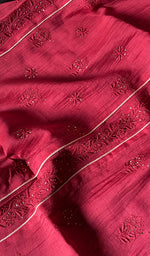 Load image into Gallery viewer, Women's Lakhnavi Handcrafted Mul Chanderi Chikankari Semi - Stitched Kurti Fabric - HONC0243904