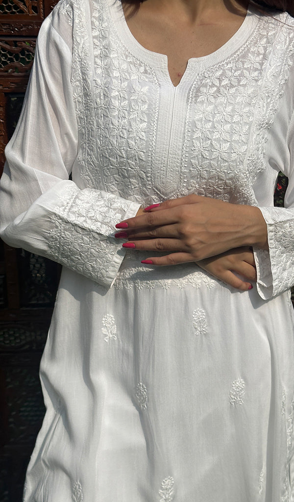 Women's Lakhnavi Handcrafted Cotton Chikankari Kurti - HONC0124571