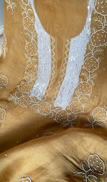 Load image into Gallery viewer, Women's Lakhnavi Handcrafted Pure Organza Chikankari Unstitched Kurta And Dupatta Set- HONC0309148