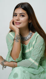 Load image into Gallery viewer, Aidah Women's Lucknowi Handcrafted Faux-Georgette Chikankari Anarkali Dress - NC058048