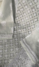 将图像加载到图库查看器中, Women's Lakhnavi Handcrafted Cotton Chikankari Semi - Stitched Kurti Fabric - HONC0244105