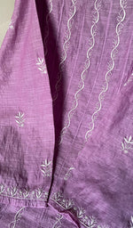 将图像加载到图库查看器中, Women's Lakhnavi Handcrafted Linen Cotton Semi -Stitched Anarkali And Dupatta Set - HONC0246481