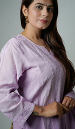 Load image into Gallery viewer, Women's Lakhnavi Handcrafted Cotton Chikankari Kurta, Palazzo and Dupatta Set - HONC0115710