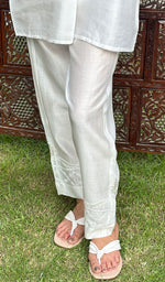 Load image into Gallery viewer, Afifa Women's Lakhnavi Handcrafted Chanderi Silk Chikankari Top And Pant Set - HONC0243260