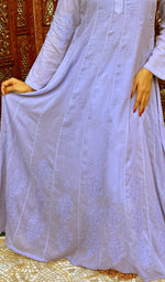 Load image into Gallery viewer, Purple Cotton Chikankari Anarkali Dress