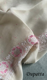 将图像加载到图库查看器中, Women's Lakhnavi Handcrafted Pure Organza Chikankari Unstitched Kurta And Dupatta Set- HONC0249214
