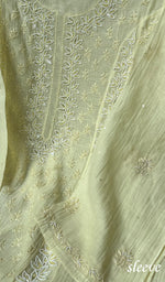 Load image into Gallery viewer, Saziya Women's Lakhnavi Handcrafted Mul Chanderi Semi - Stitched Kurta And Dupatta Set - HONC0237912