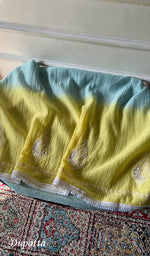 将图像加载到图库查看器中, Shank Women's Lakhnavi Handcrafted Mul Chanderi Unstitched Kurta And Dupatta Set- HONC03148003