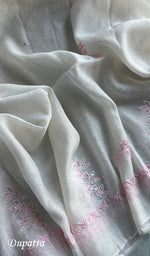 将图像加载到图库查看器中, Saziya Women's Lakhnavi Handcrafted Mul Chanderi Semi - Stitched Kurta And Dupatta Set -  HONC0224771