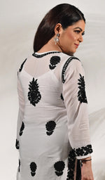 Load image into Gallery viewer, Women's Lucknowi Handcrafted Mul Cotton Chikankari Kurti- HONC0151137