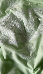 Load image into Gallery viewer, Aamina Women's Lakhnavi Handcrafted Cotton Semi - Stitched Chikankari Full Suit Material - HONC0180319