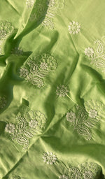 Load image into Gallery viewer, Cotton Green Women's Lakhnavi Handcrafted Cotton Chikankari Semi