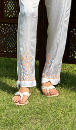 Load image into Gallery viewer, Naheeda Women's Lakhnavi Handcrafted Modal Silk Chikankari Top And Pant Set - HONC0241229